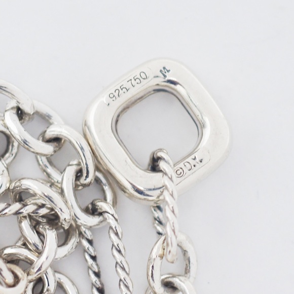 David Yurman 925 Silver 18K Smoky Quartz Bijoux Figaro Toggle Necklace - Picture 4 of 5